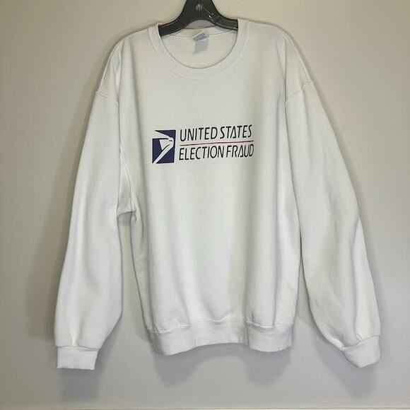 United States Election Fraud USPS Logo Graphic Crewneck Sweatshirt White Size XL - Picture 7 of 8